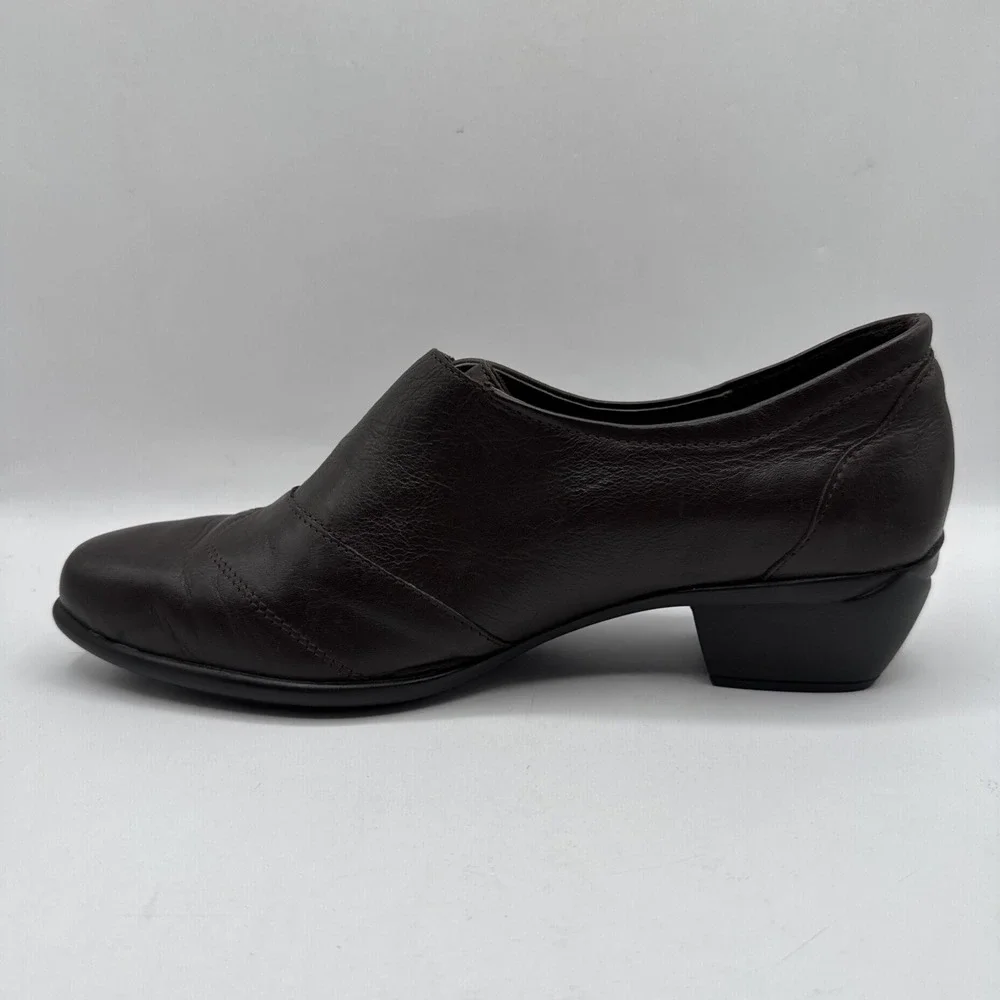 Romika Boots Womens 41‎ Casual Slip On Low Ankle Bootie Dark Brown Leather Heels